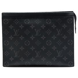 Black Louis Vuitton Monogram Eclipse Pochette Voyage MM Clutch Bag Black