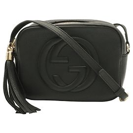 Sac à épaule Gucci Soho Small Disco avec pompon Noir