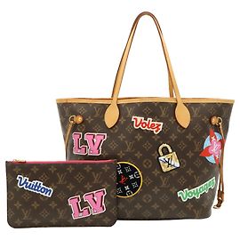 Louis Vuitton Monogram Patches Collection Neverfull MM Tote Bag Braun