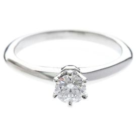 Autre Marque Tiffany Classic Solitaire Platin-Diamant-Bandring Silber