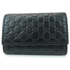 Gucci Flap Card Case Guccissima Leather Black
