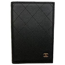 Chanel Quilted Caviar Passport Holder Black Black