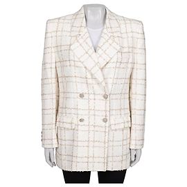 NWOT Alessandra Rich Sequin White Checked Blazer IT 42 (M) pre-owned Other