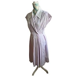 Chanel Abito camicia in cotone a righe viola e bianco Rosa Bianco
