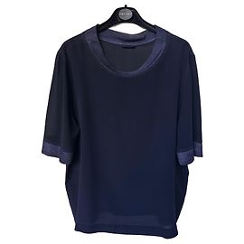 Giorgio Armani Maglia Girocollo in Seta Blu Navy Blu scuro