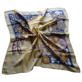 Maggy Rouff Lenço de seda floral multicolorido