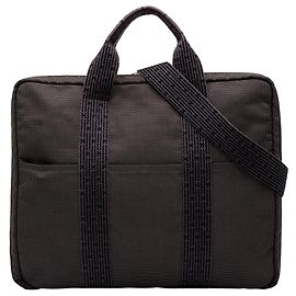 Brown Hermès Canvas Herline Porte Documents Business Bag Brown