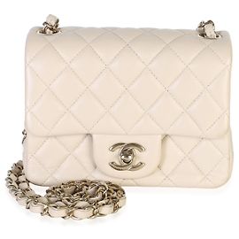 Bolso Mini Square Flap Chanel de piel de cordero acolchada beige Beige