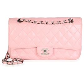 Sac Chanel Pink Quilted Caviar Medium Classic Double Flap Bag Rose