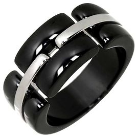 Anello Chanel Ultra in ceramica nera e oro bianco 18K Nero