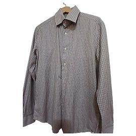 Autre Marque Camicia Pal Zileri a quadri in cotone da uomo Bianco Grigio Bordò