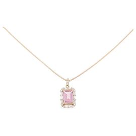 Autre Marque Collier Au750 Saphir et Diamant Rose