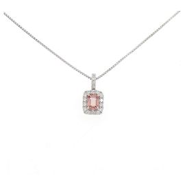 Autre Marque Platin-Saphir-Diamant-Halskette Silber