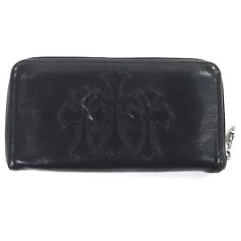 Cartera de cuero Chrome Hearts REC ZIP Negro