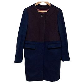 Autre Marque Double Standard Clothing Abrigo sin cuello Azul Otro