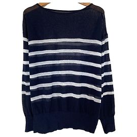 Autre Marque COLLAGE GALLARDAGALANTE Sheer Border Knit Pullover Blue Navy blue