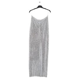 Autre Marque Ilkyaz Özel Silver Sequin Long Skirt Silvery