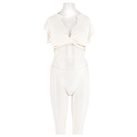 Autre Marque Top cropped de algodão branco SKIMS com decote em V Branco
