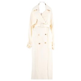 Autre Marque Weißer Trenchcoat aus Leinen Weiß