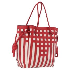 LOEWE Tote Bag Leder Rot Silber Andere