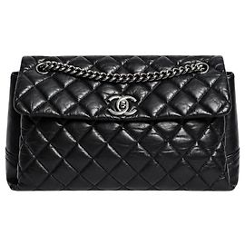 Chanel Bolsa flap Lady Pearly em couro de bezerro acolchoado preto 2012 Outro