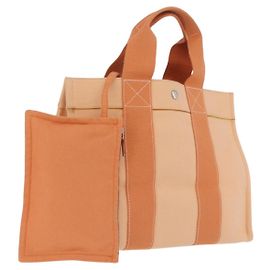 Hermès HERMES Coquillage PM Hand Bag Canvas Orange Silver Altro