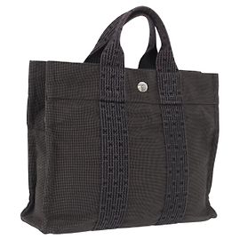 Hermès HERMES Her Line PM Hand Bag Canvas Gray Silver Outro