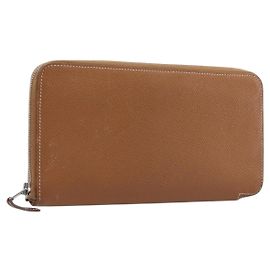 Hermès HERMES Azap Long Silk In Long Wallet Leather Brown Silver Outro