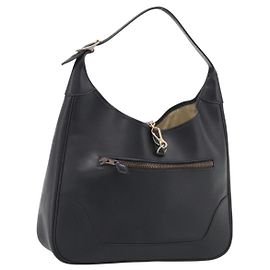 Hermès HERMES Trim Shoulder Bag Leather Black Gold Tone Altro