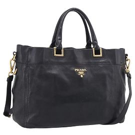 PRADA Handtasche Vittero Dino Leather 2way Black Gold Andere
