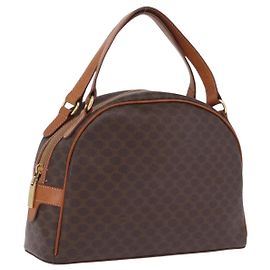 Céline CELINE Sac à main en toile Macadam PVC Cuir Marron Or Autre