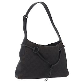 GUCCI GG Canvas Horsebit Shoulder Bag Black 101975 Altro