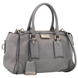 BURBERRY Bolsa de Mão em Pele 2way Cinza Ouro Outro