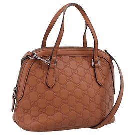 GUCCI Micro GG Canvas Guccissima Leather Outlet 2way Brown 341504 Altro