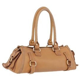 Céline CELINE Sac à main en cuir beige ton or Autre
