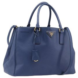 PRADA Galleria Handtasche Saffiano 2way Blue Gold Andere