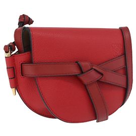 LOEWE Mini Gate Bag Bolsa de ombro em couro vermelho e dourado Outro