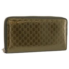 GUCCI Cartera Larga Cuero charol Rojo Oro 308005 Otro