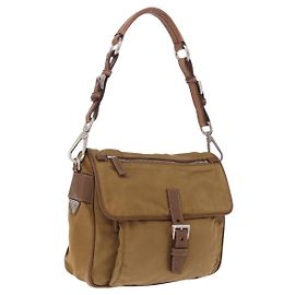 PRADA Sac à épaule Nylon Brown Silver Autre