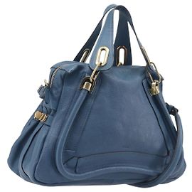Chloé Chloe Paraty Handtasche Leder 2way Blau Gold Andere