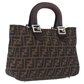 FENDI Zucca Canvas Handtasche Schwarz Braun Andere