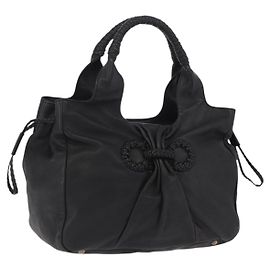 Salvatore Ferragamo Gancini Hand Bag Leather Black Silver Altro