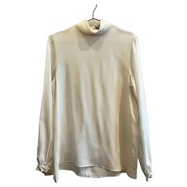 Vanessa Seward Cream silk turtleneck blouse Cream