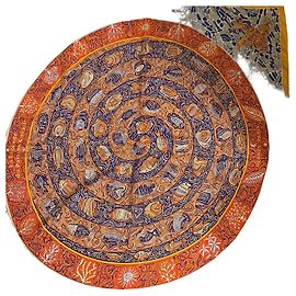 Hermès Mehrfarbiges Seidentuch Weiß Blau Orange Gelb