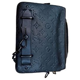Louis Vuitton Pochette Volga Monogram Embossed Leather Bag Black