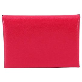 Hermès Hermes Calvi Duo Card Case Pink