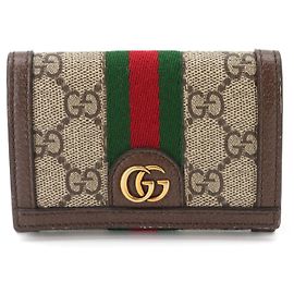 Gucci Ophidia GG Card Case Brown Green