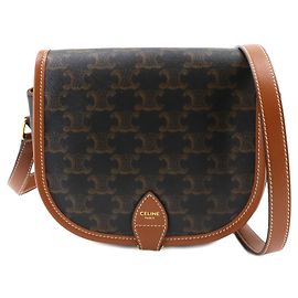 Céline Borsa a spalla e a mano Celine Triomphe Medium Folco Marrone
