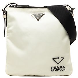 Prada Borsa Crossbody Zip Top in Re-Nylon Bianco Bianco