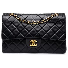 Chanel Black Medium Classic Lambskin Double Flap Black
